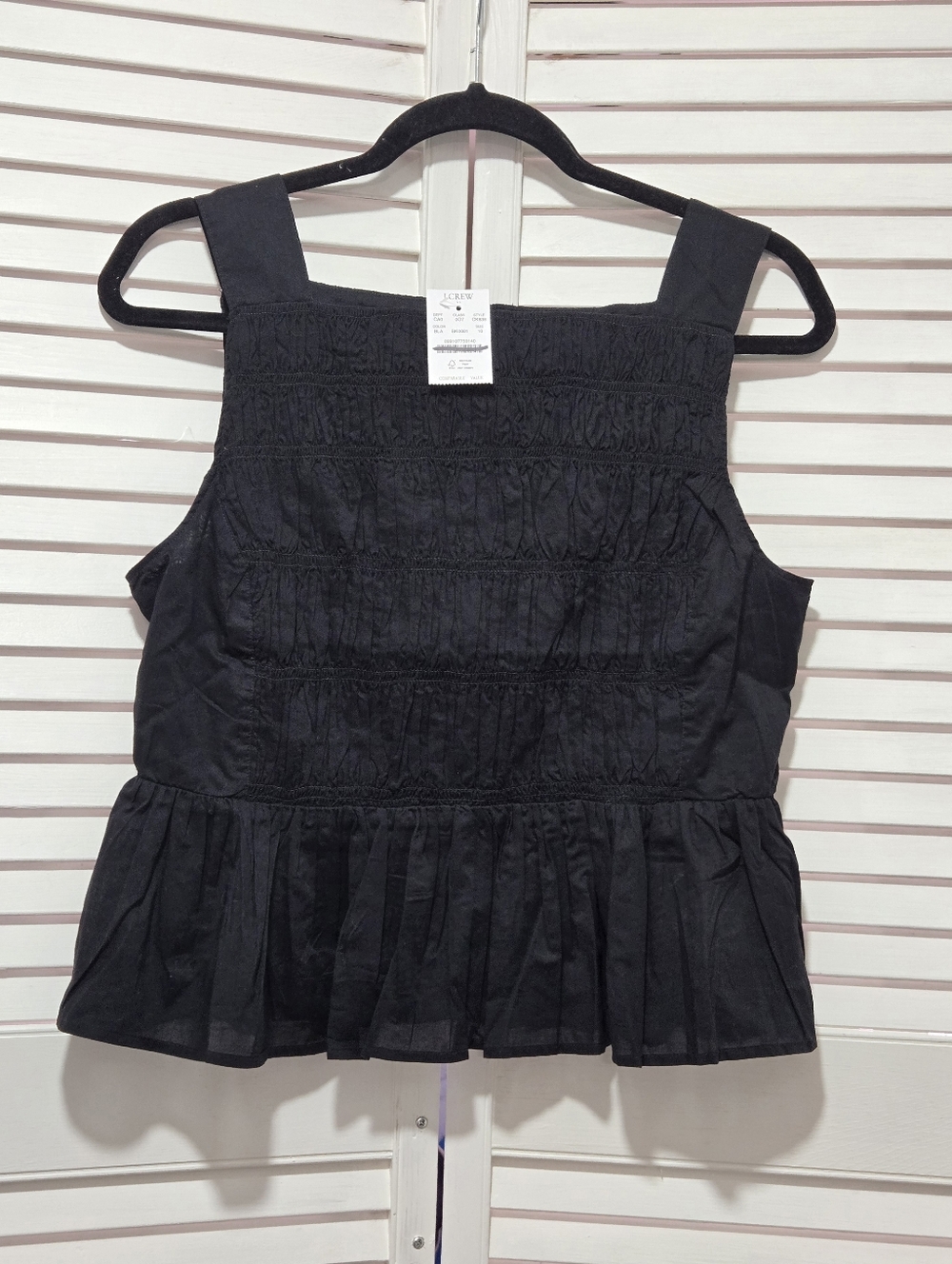 Nwt J. Crew Factory  100% Cotton Smocked Tank Top  Size 10 Black